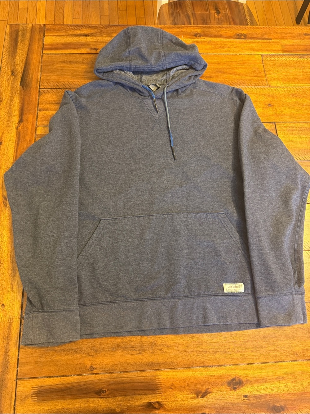 Eddie Bauer Heathered Navy Blue Hooded Pullover size Large